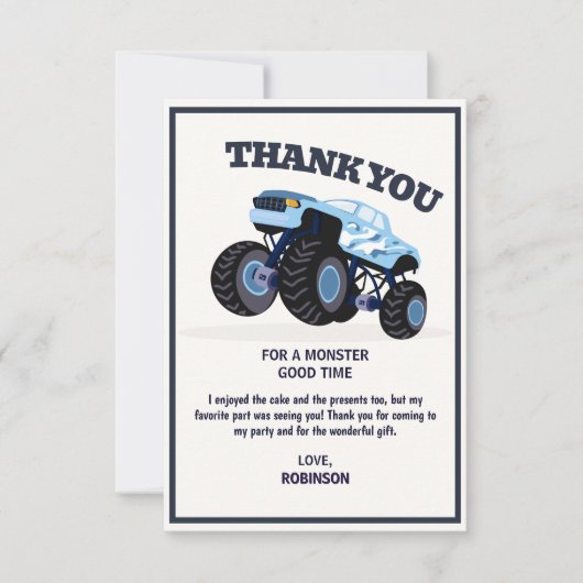 Zerschlagung der Krise - Moderner Blaue Monster Tr Dankeskarte (Vorderseite)