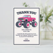 Zerschlagung der Krise - Moderner rosa Monster Tru Dankeskarte (Stehend Vorderseite)