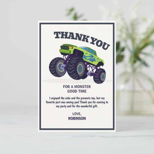 Zerschlagung des Schrotts - Moderner grüner Monste Dankeskarte (Stehend Vorderseite)