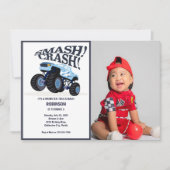 Zerschlagung des Schrotts - Modernes Blaues Monste Einladung (Vorderseite)