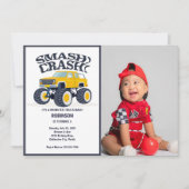 Zerschlagung des Schrotts - Modernes Gelbes Foto Einladung (Vorderseite)