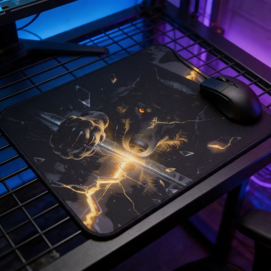 Zerschmetterter Blitzwolf Mystisch Dunkle Fantasy Mousepad