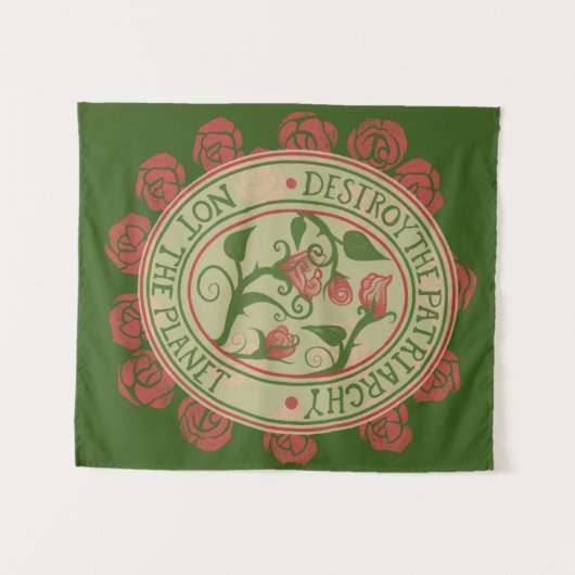 Zerstöre das Patriarchat, nicht den Planeten Femin Wandteppich (Vorderseite (Horizontal))