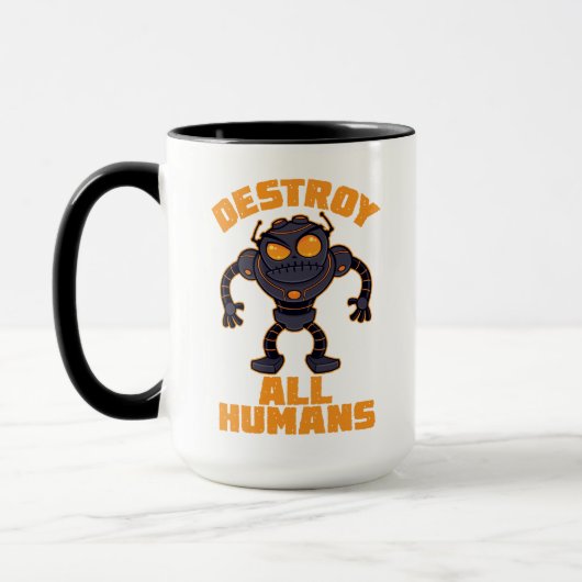 Zerstören Sie alle Menschen Angry Robot Tasse (Links)