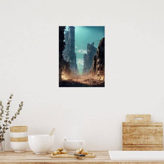 zerstörte Stadt Poster (Küche)