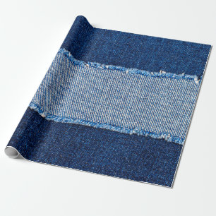 Zerstörte, zerrissene Jeans mit denim blauen Rahme Geschenkpapier