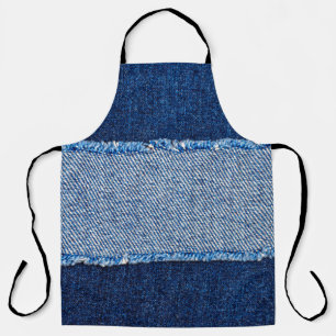 Zerstörte, zerrissene Jeans mit denim blauen Rahme Schürze