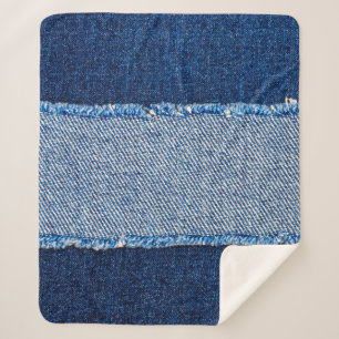 Zerstörte, zerrissene Jeans mit denim blauen Rahme Sherpadecke