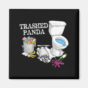 Zerstörter Panda betrunkener Waschbär Party-Tier M Magnet