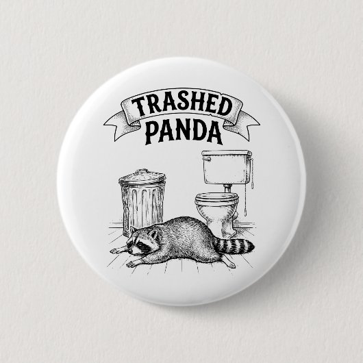 Zerstörter Panda Lustiger Betrunkener Waschbär Button (Vorderseite)
