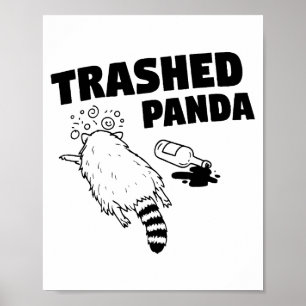 Zerstörter Panda, Lustiger betrunkener Waschbär, L Poster