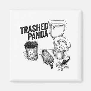 Zerstörter Panda, Lustiger Betrunkener Waschbär, M Magnet