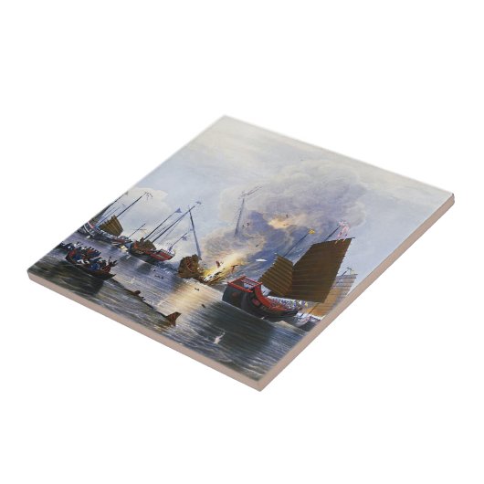 Zerstörung der Junks des chinesischen Krieges 1843 Fliese (Seite)