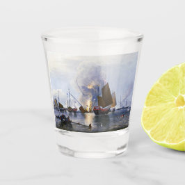 Zerstörung der Junks des chinesischen Krieges 1843 Schnapsglas