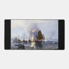Zerstörung der Junks des chinesischen Krieges 1843 Schreibtischunterlage