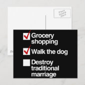 ZERSTÖRUNG DER TRADITIONELLEN EHE POSTKARTE (Vorne/Hinten)