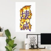 Zerstörung in Kanji Poster (Heimbüro)