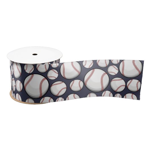 Zerstreute Baseball blau Satinband (Spule)