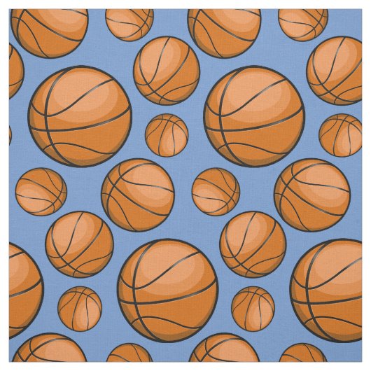 Zerstreute Basketbälle hellblau Stoff (Muster)