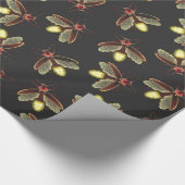 Zerstreute glühende Leuchtkäfer nachts Geschenkpapier (Ecke)