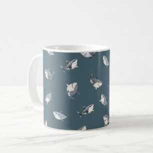 Zerstreute Wasserfarben-Haie auf Grau-Blau Kaffeetasse