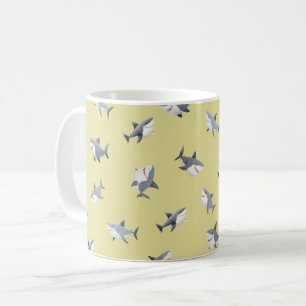 Zerstreute Wasserfarben-Haie auf Hellgelb Kaffeetasse