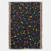 Zerstreutes Regenbogen-Punkte-Muster auf schwarzem Decke (Vorderseite Vertikal)