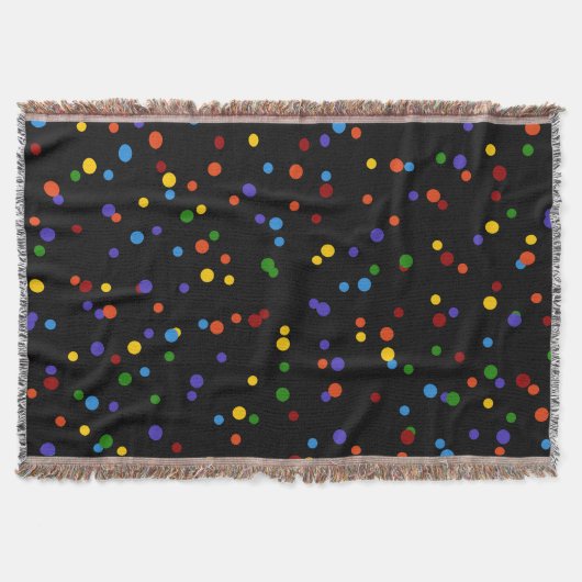 Zerstreutes Regenbogen-Punkte-Muster auf schwarzem Decke (Vorderseite)