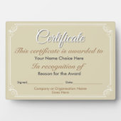 Zertifikat-Auszeichnung Fotoplatte (Vorderseite)