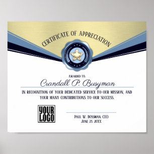 Zertifikat des Angestellten Preises des Poster