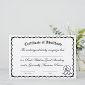 Zertifikat des Erwachsenseins Briefpapier (Stehend Vorderseite)