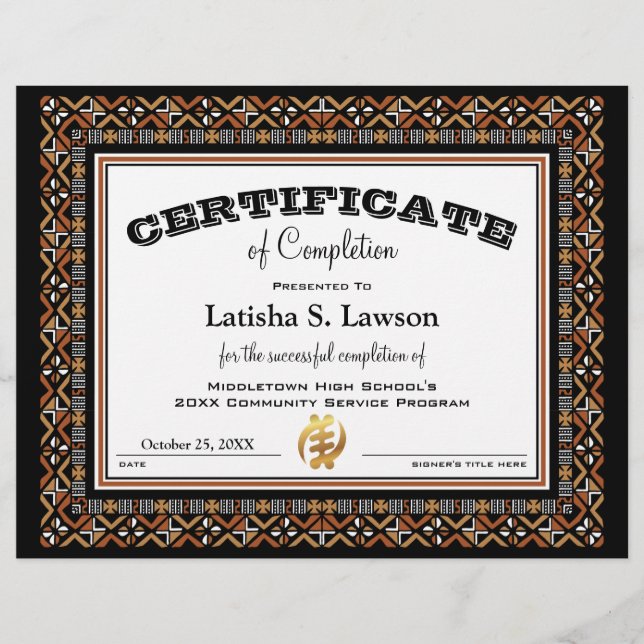 Zertifikat für afrikanische Farbmatte CMC1-Grenze (Vorderseite)