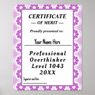 Zertifikat für professionelles Überdenken Poster