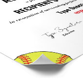 Zertifikat für Softball Excellence Poster (Ecke)