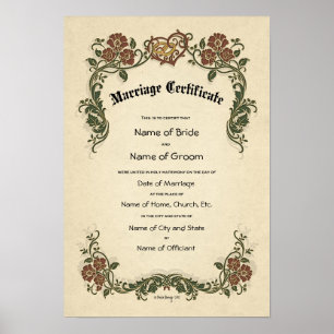 Zertifikat Hochzeit/Ehe (Ornamentales And Poster