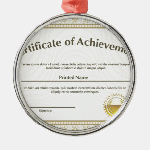 Zertifikat mit goldenem Siegel Silbernes Ornament