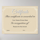 Zertifikat oder Award Poster (Vorne)