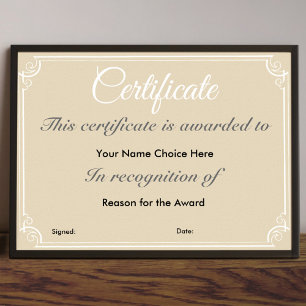 Zertifikat oder Award Poster