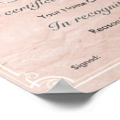 Zertifikat oder Prämienzusammenwirkung. Poster (Ecke)