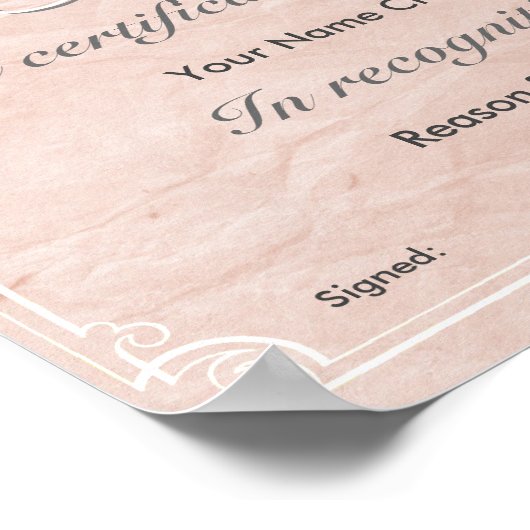 Zertifikat oder Prämienzusammenwirkung. Poster (Ecke)