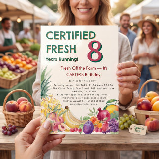 Zertifiziert frisch seit 8 Jahren Farm Geburtstag Einladung