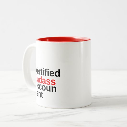 Zertifizierte Badass Accountant-Kaffee-Tasse Zweifarbige Tasse (Vorderseite Links)