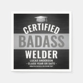 Zertifizierte Badass Welder Graduation Party Black Serviette (Vorderseite)