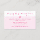 Zertifizierte Beautician Girly Pink Heart Monogram Visitenkarte (Rückseite)