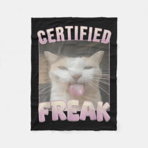 Zertifizierte Freak Cat Meme Offensive Memes Funny Fleecedecke
