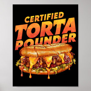 Zertifizierte Torta unter lustigem mexikanischen F Poster