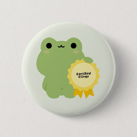 Zertifizierter Anhänglicher Frosch Button (Vorderseite)
