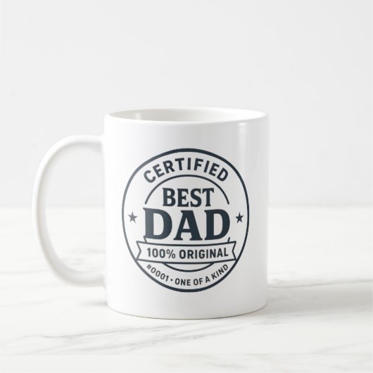 Zertifizierter bester Vater #0001 - 100 % Original Kaffeetasse (Links)