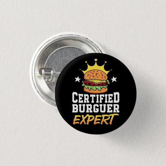 Zertifizierter Burger Expert Hamburger Handgezogen Button (Vorne & Hinten)