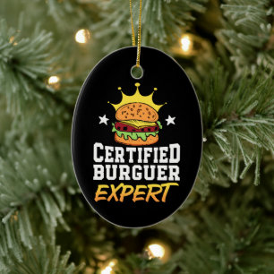 Zertifizierter Burger Experte Hamburger Handgezeic Keramik Ornament